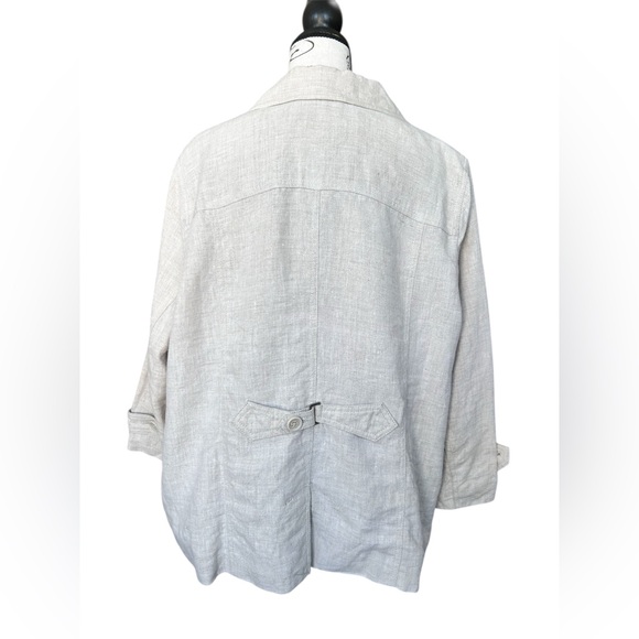 Studio Works 100% Linen Blazer Jacket in Neutral Natural Linen size XL - Picture 3 of 10